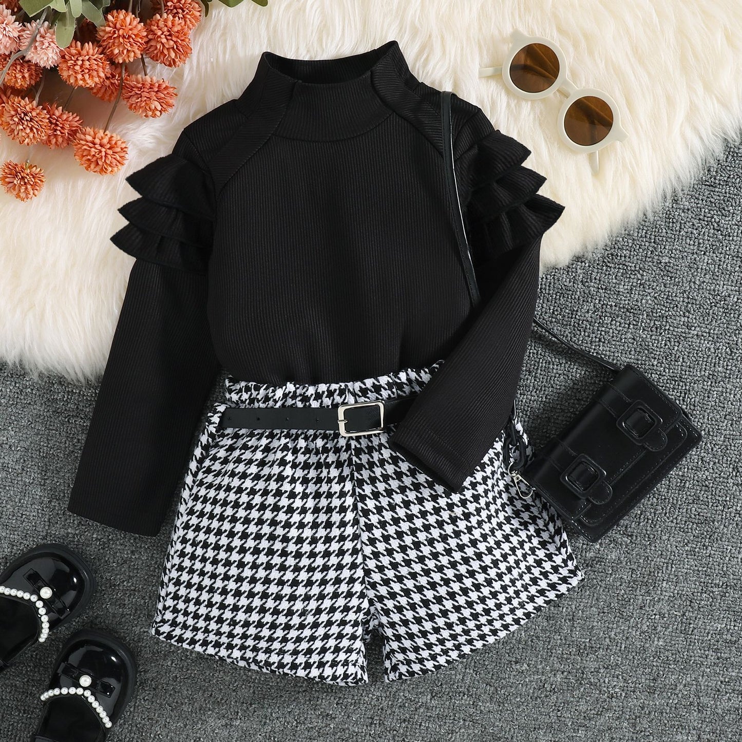 ByJamila - Elegant Houndstooth Ruffle Set π€π€