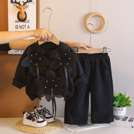 Meisjes setje met bloemetjes & wijduitlopende broek β lief & speels πΈβ¨