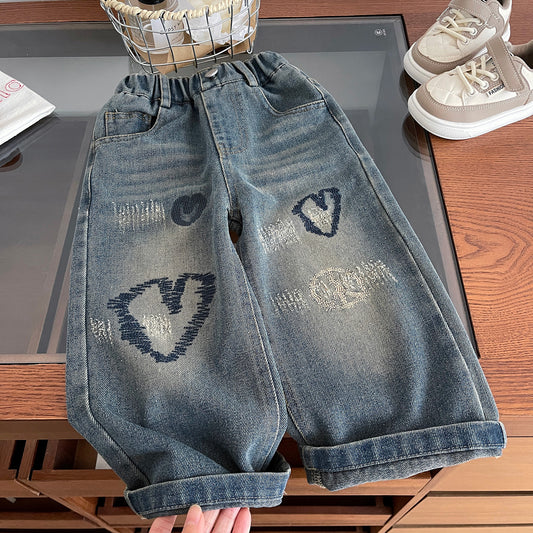 ByJamila β Meisjes Jeans met Hartjes Borduursel ππ