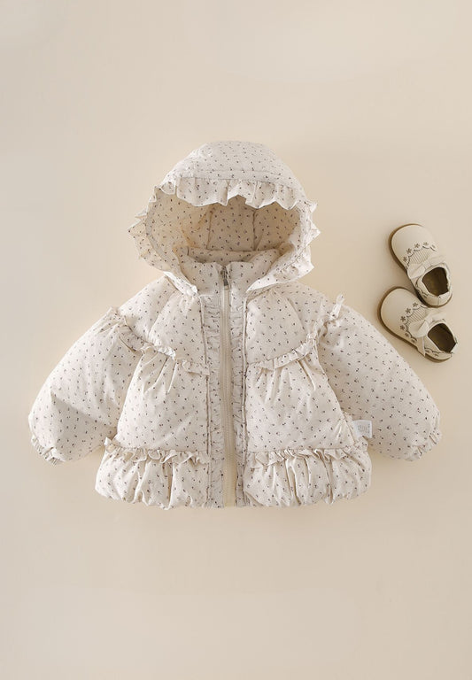ByJamila - Gewatteerde Jas in Beige met Schattige Print 🌼💖