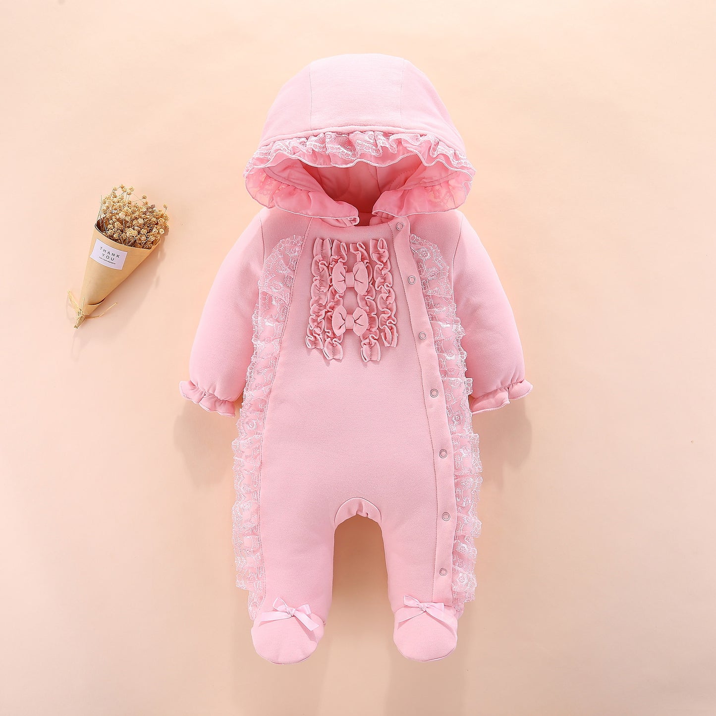 ByJamila - Gewatteerde Onesie met Roesjes en Schattige Capuchon 🐻💖