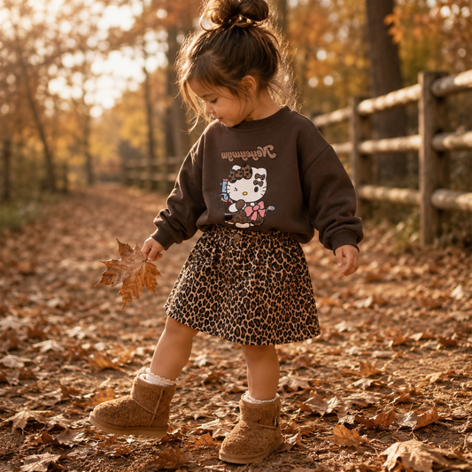Hello Kitty trui met panter rokje – speels & trendy 🐆🎀
