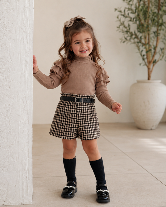 ByJamila - Elegant Houndstooth Ruffle Set 🖤🤍