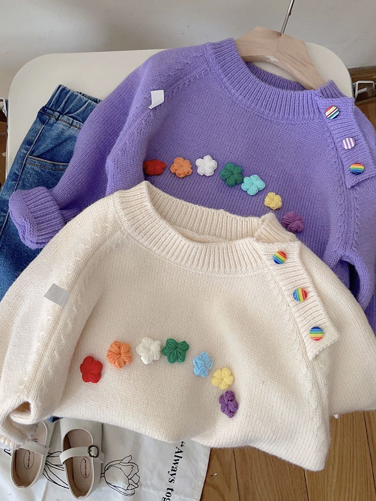ByJamila – Gebreide Regenboog Bloemen Trui 🌈🌸