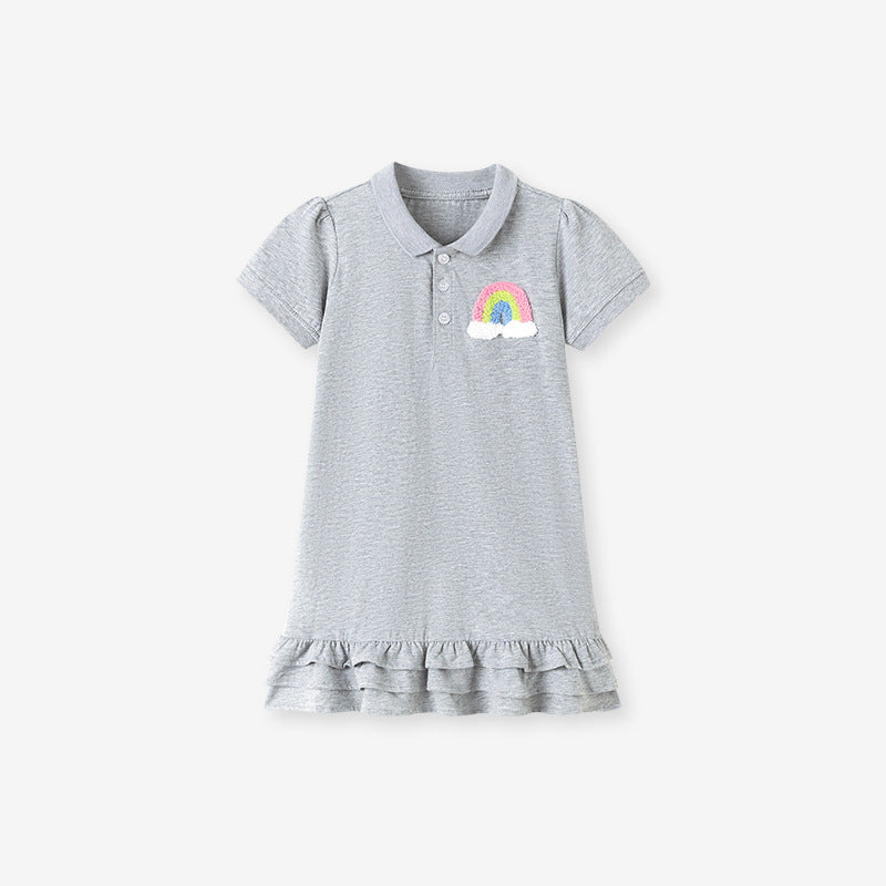 Katoenen polo jurk met regenboogjes 🌈🤍 – speels & zacht