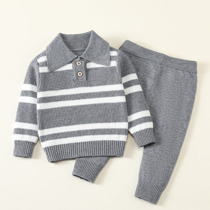 ByJamila – Jongens Gestreept Sweater Set 🐾💙