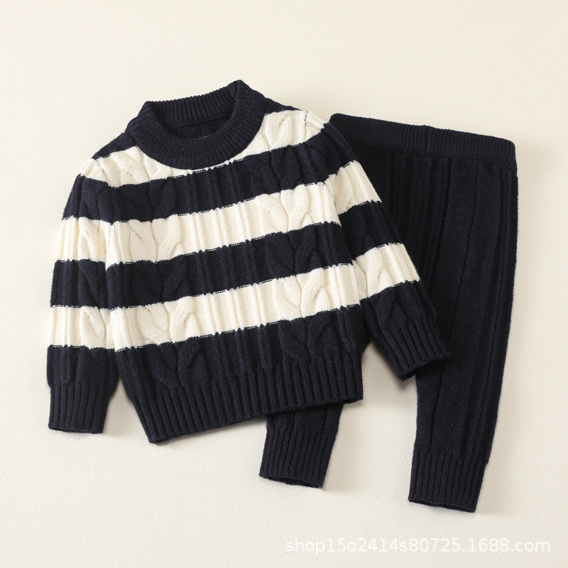 ByJamila – Unisex Gestreept Pullover Set 🐾💙