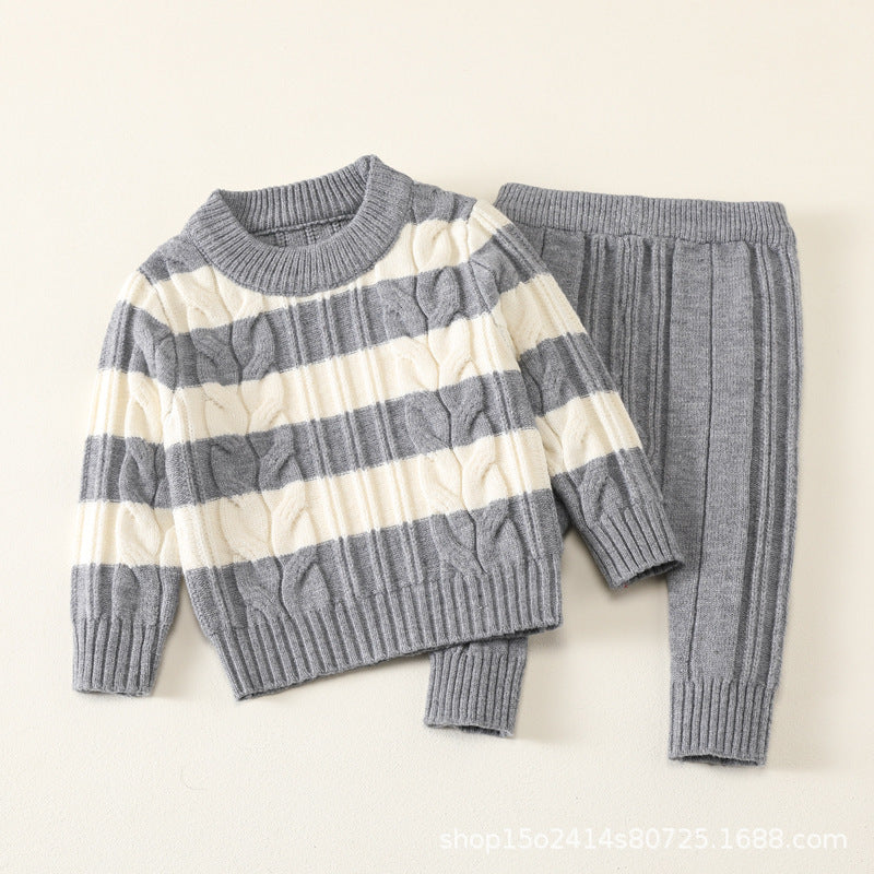 ByJamila – Unisex Gestreept Pullover Set 🐾💙
