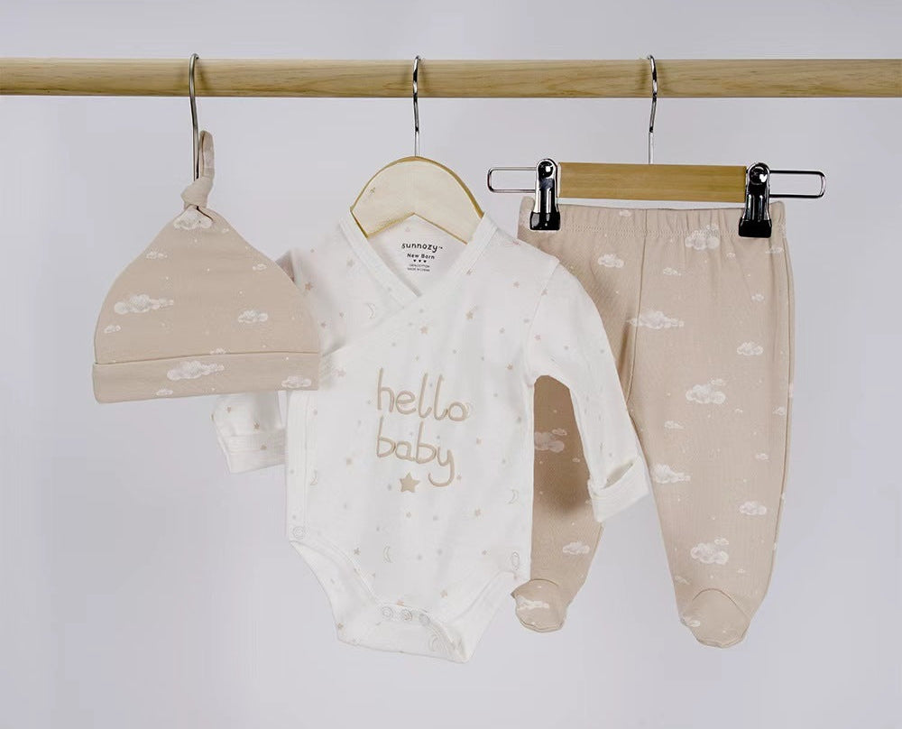 3-Delige Babyset met Omslagromper, Broekje & Mutsje 👶🏻🤍