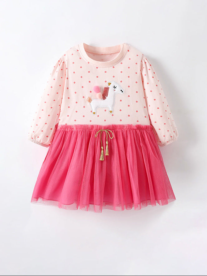 🌸 ByJamila – Pink Unicorn Tulle Dress