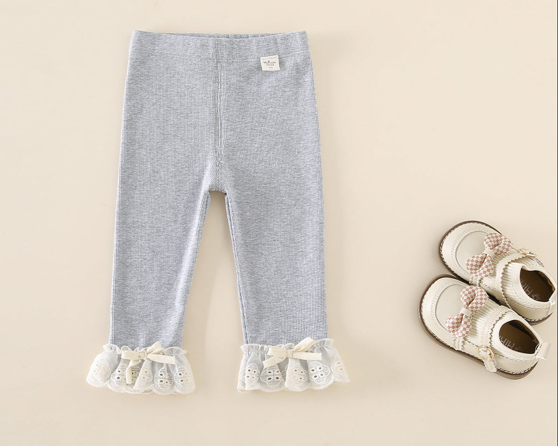 Grijze & Off White Legging met Roesje 🤍🩶🎀✨