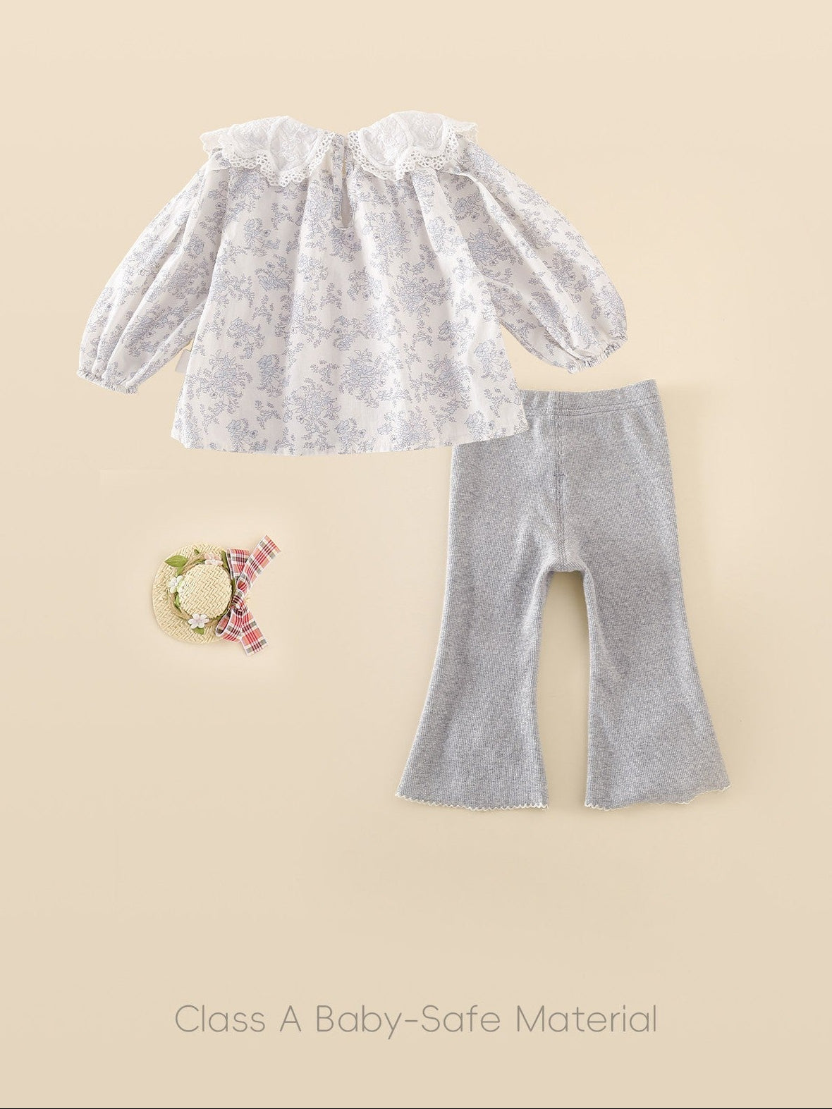 Grijze Flairlegging met Strikjes 🎀🩶 (Matching Set met Bloemetjes Blouse 🤍🌸)