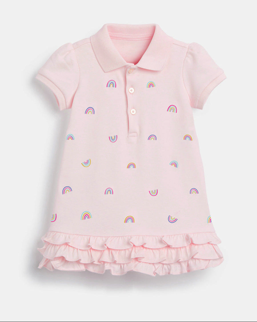 Katoenen polo jurk met regenboogjes 🌈🤍 – speels & zacht