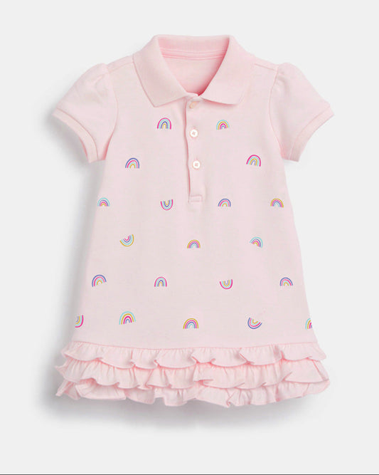 Katoenen polo jurk met regenboogjes 🌈🤍 – speels & zacht