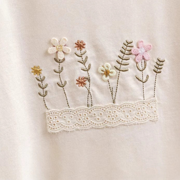 ByJamila - T-Shirt met Corduroy & Bloemetjes 🌸🤎