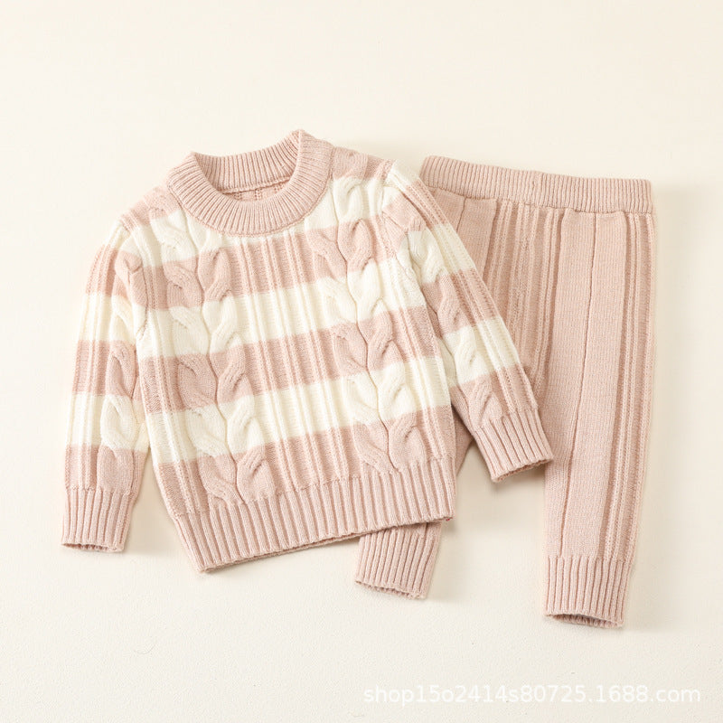 ByJamila – Unisex Gestreept Pullover Set 🐾💙