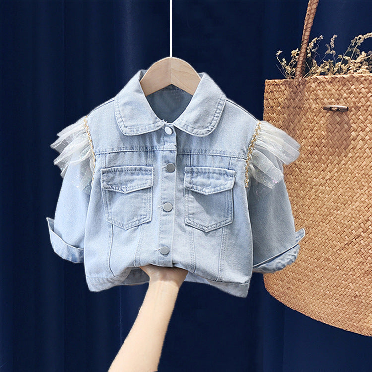 Spijkerjasje met geborduurde steentjes & parels – uniek & luxe ✨👖