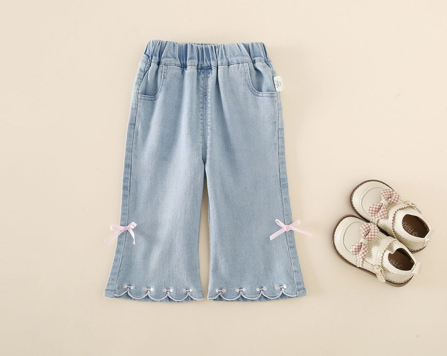 Light Wash Baby Spijkerbroekje met Strikjes 🎀👖