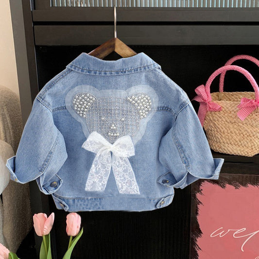 Spijkerjasje met geborduurde steentjes & parels – uniek & luxe ✨👖