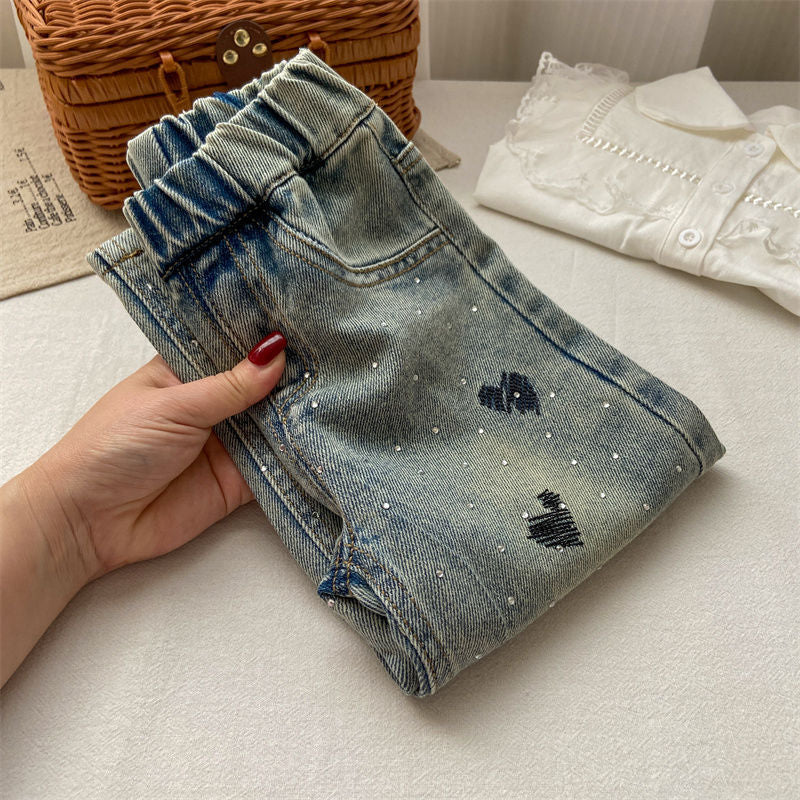 ByJamila – Meisjes Jeans met Hartjes Borduursel 💖👖