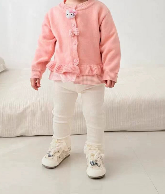 Grijze & Off White Legging met Roesje 🤍🩶🎀✨