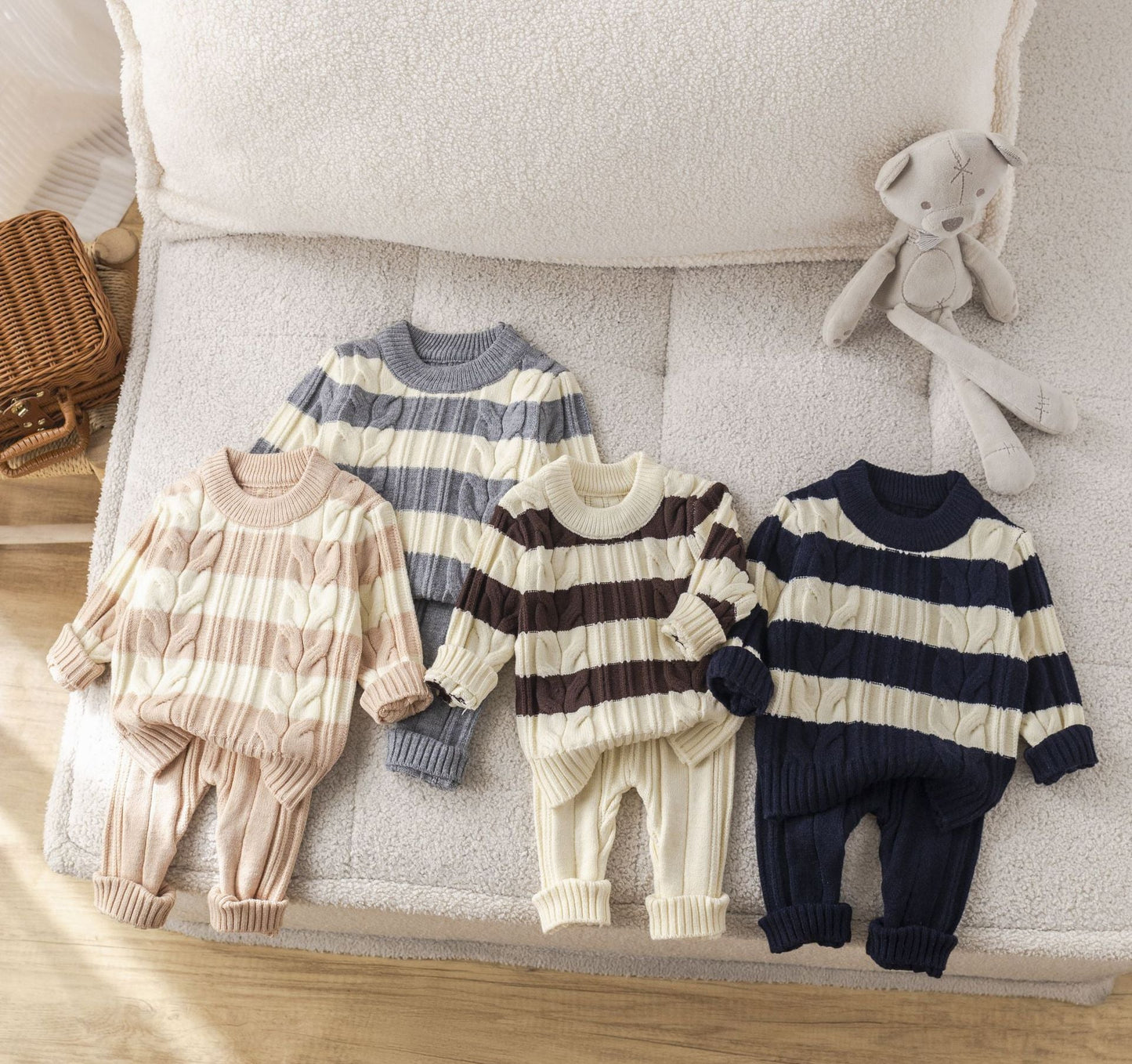 ByJamila – Unisex Gestreept Pullover Set 🐾💙