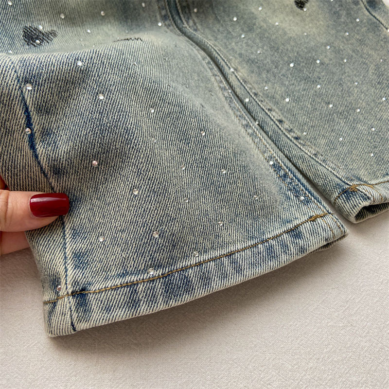 ByJamila – Meisjes Jeans met Hartjes Borduursel 💖👖