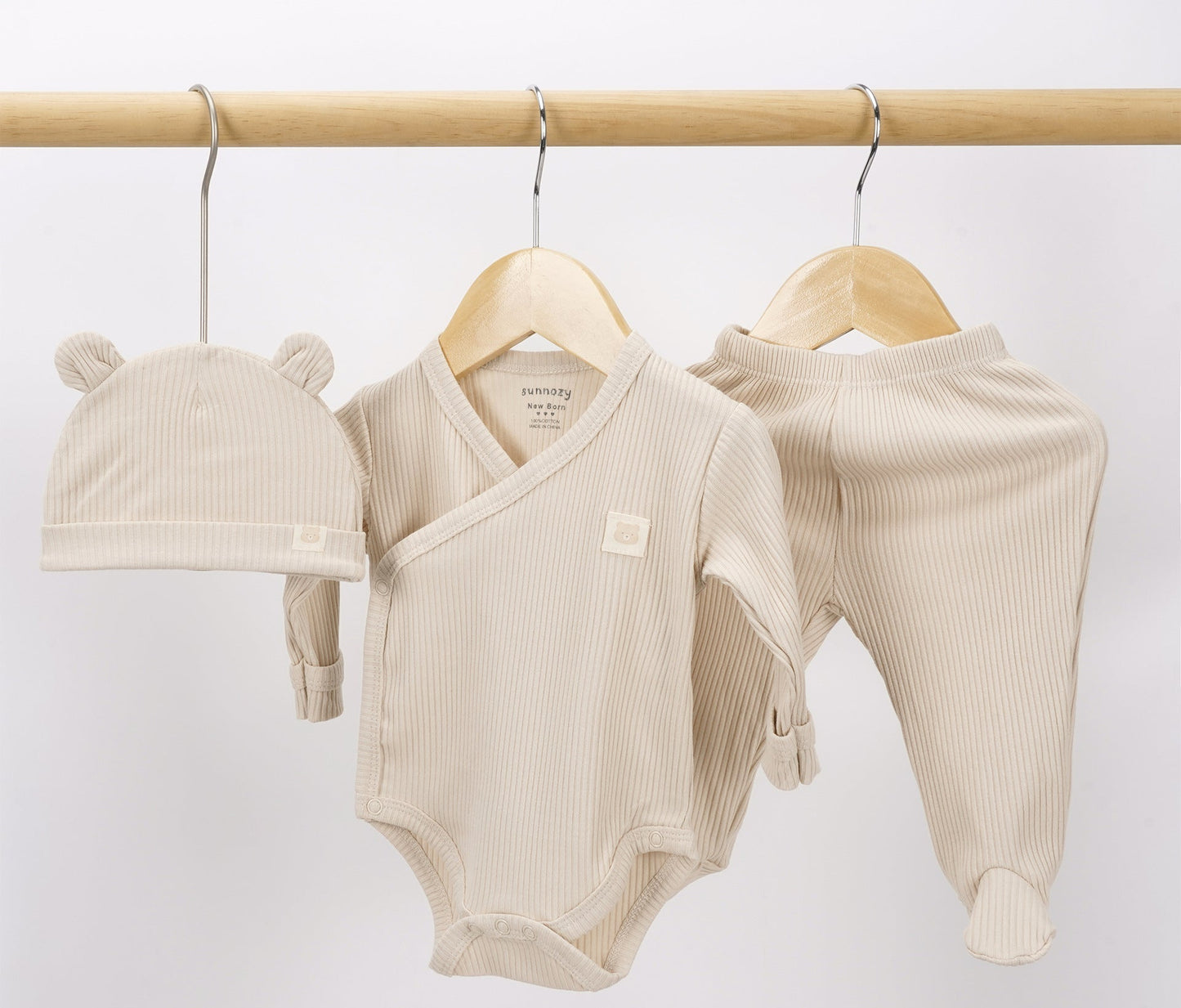 3-Delige Babyset met Omslagromper, Broekje & Mutsje 👶🏻🤍