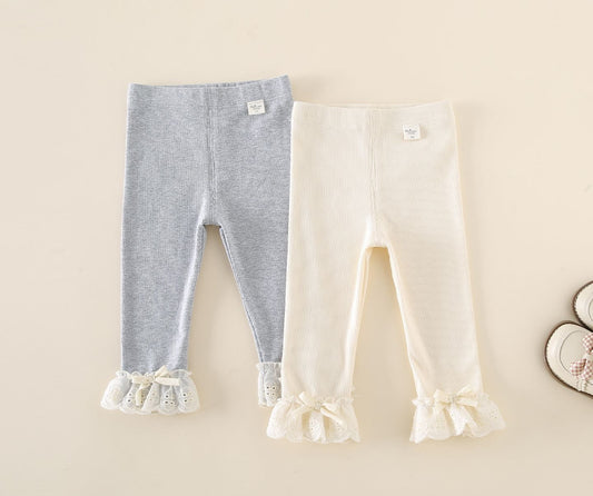 Grijze & Off White Legging met Roesje 🤍🩶🎀✨