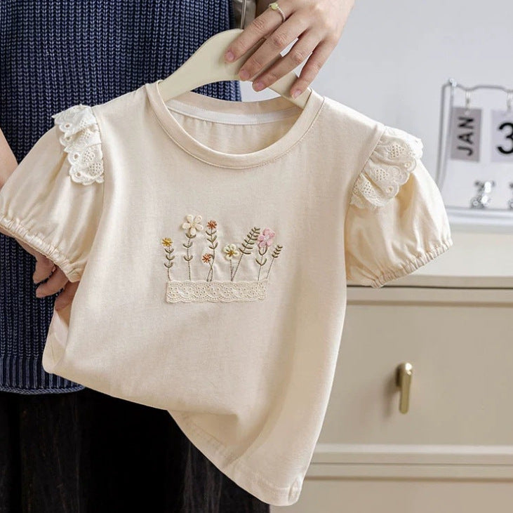 ByJamila - T-Shirt met Corduroy & Bloemetjes 🌸🤎