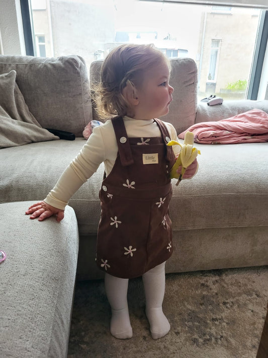ByJamila – Bloemenborduur Ribstof Rokje met Bretels 🌸💖